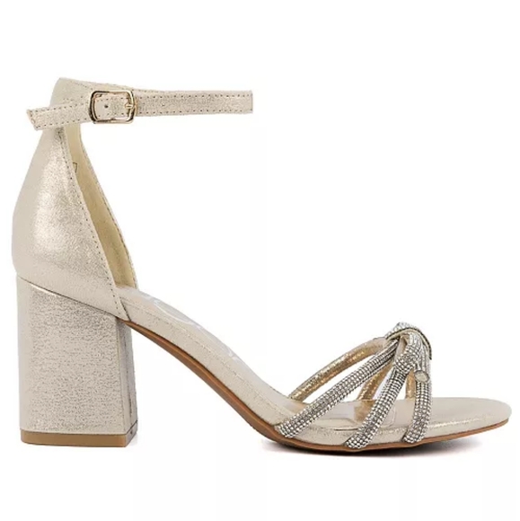 SUGAR Pale Gold Chunky Heels - Picture 2 of 7